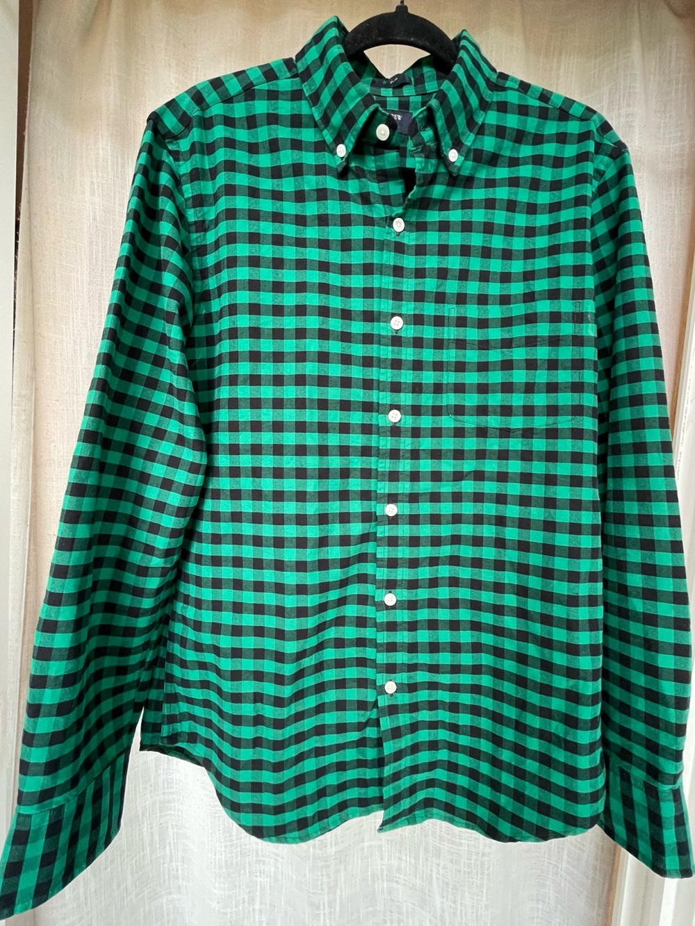 J. Crew Green and Black Check Button-Down Shirt